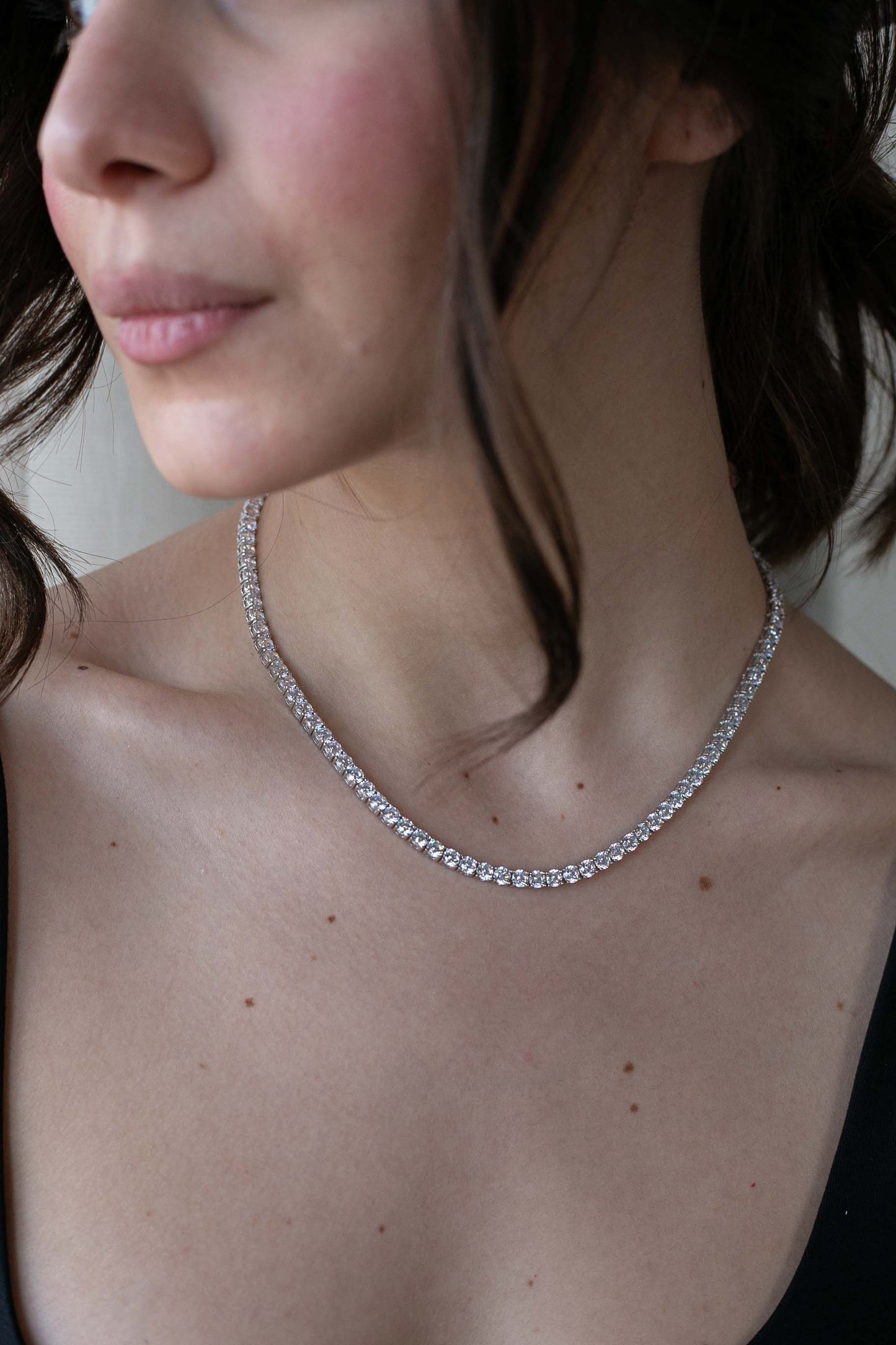 the 3mm tennis diamond necklace 42cm