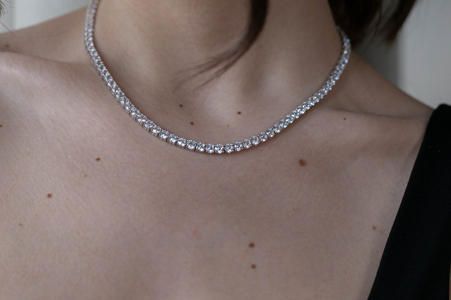 the 4mm tennis diamond necklace
