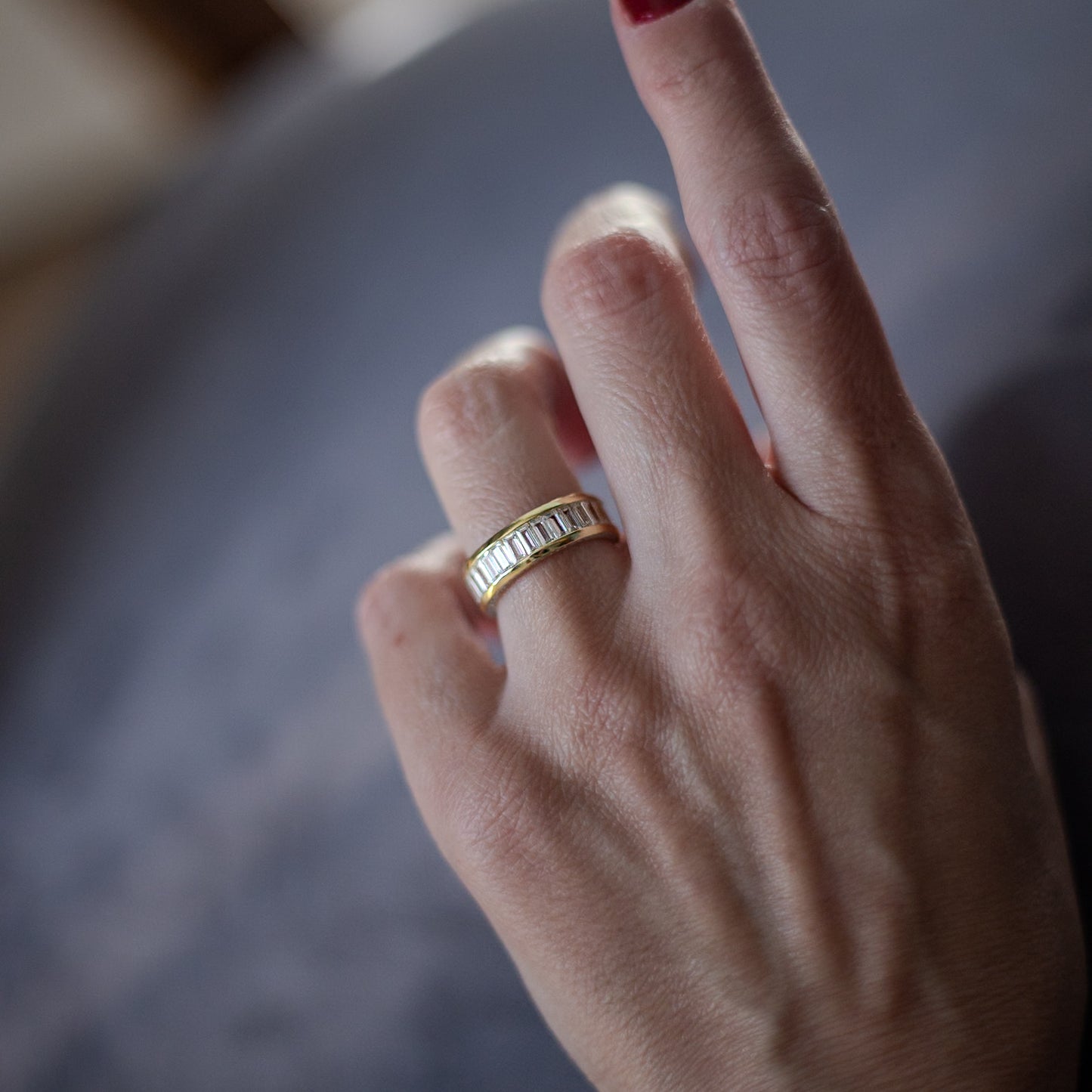 the gold baquette diamond ring